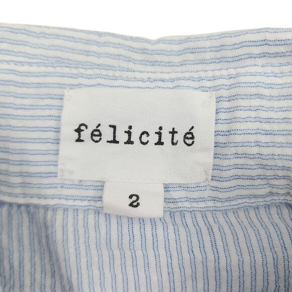Felicite Maxi Shirtdress Womens 2 Blue Seersucker Stripe Cotton Blend Soft Gauze - Picture 7 of 12
